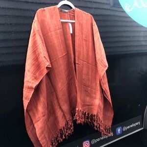 Vince Camuto Rust-Toned Fringe Open Kimono